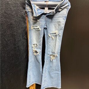 American Eagle Outfitters Medium Blue Ripped Flare Jeans